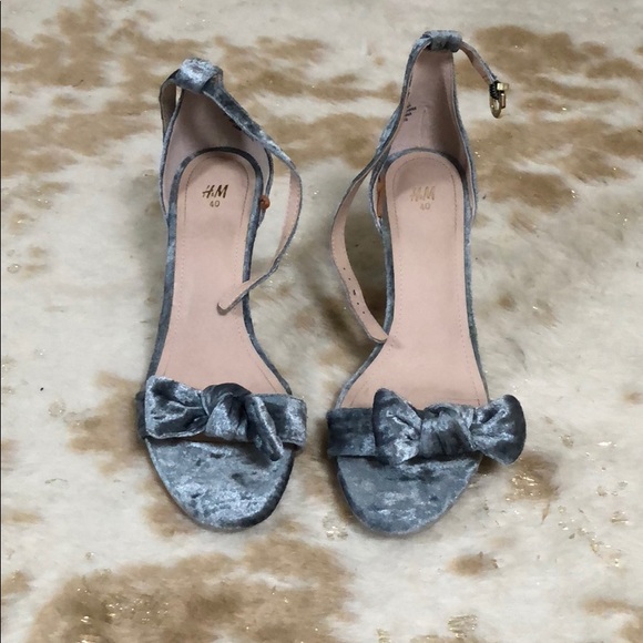 light blue velvet heels